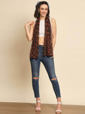 TRENDARREST Black Printed Scraf With Tassels