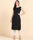 Women's Cotton Blend Sleeveless Casual Fancy Long Kurtis
