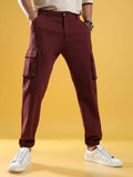 Campus Sutra Men's Poly Cotton Cuffed Hem Cargo Pant