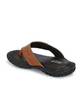 BUCIK Men's Tan Synthetic Leather Slip-On Casual Slipper/Flip Flop