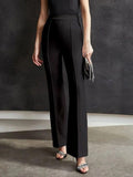 Elegant Black Lycra Pants Solid Trousers For Women