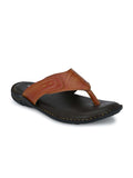 BUCIK Men's Tan Synthetic Leather Slip-On Casual Slipper/Flip Flop