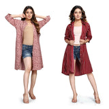 Women's Crepe Printed Shirt Style Short Dress Buy 1 Get 1 Free