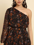 TRENDARREST One Shoulder Printed Dress