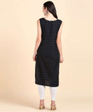 Women's Cotton Blend Sleeveless Casual Fancy Long Kurtis