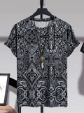 Cotton Prined Half Sleeves Mens Round Neck T-Shirt