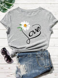 Popster Grey Printed Cotton Round Neck Regular Fit Half Sleeve Womens T-Shirt
